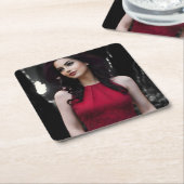 BlackWhiteRed-Untersetzer Rechteckiger Pappuntersetzer (angewinkelt)