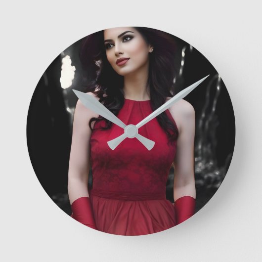 BlackWhiteRed wall clock Runde Wanduhr (Vorderseite)