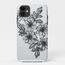 Blackwork Blumen-Telefon-Kasten