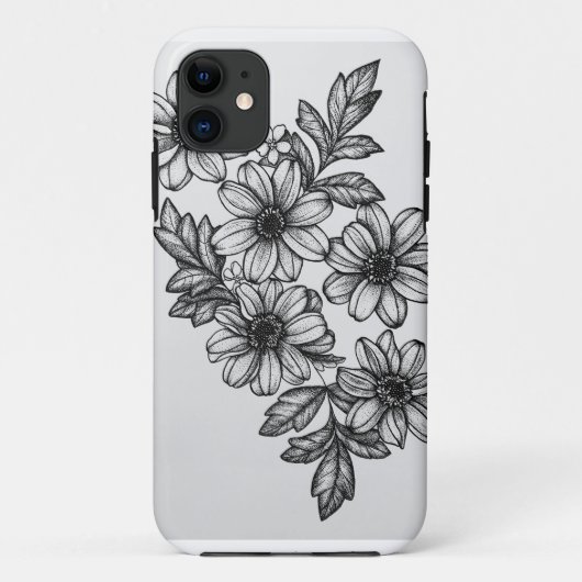 Blackwork Blumen-Telefon-Kasten Case-Mate iPhone Hülle (Rückseite)