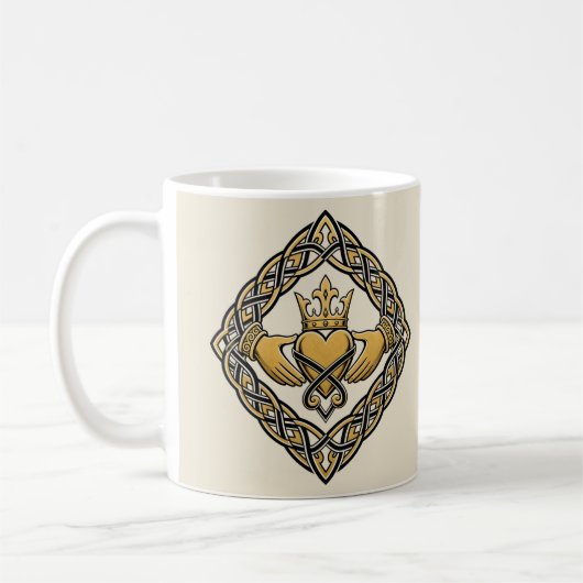 Blackwork Claddagh Kaffeetasse (Links)