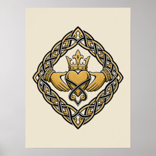 Blackwork Claddagh Poster