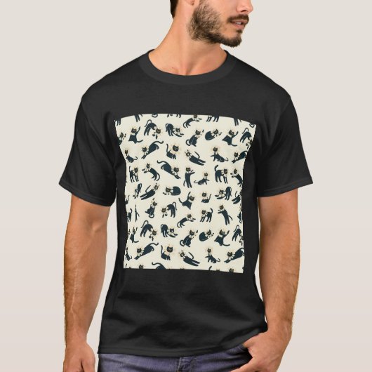 Blacky Catmomeow Muster T-Shirt (Vorderseite)