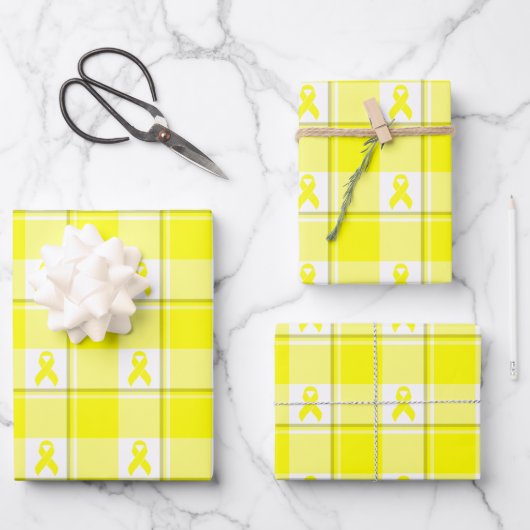 Bladder Cancer Awareness Plaid Wrapping Paper Geschenkpapier Set (Vorderseite)