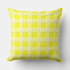 Bladder Cancer Awareness Plaid Yellow Ribbon Kissen