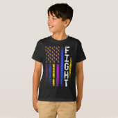 Bladder Cancer Flag Purple Yellow Blue Ribbon Awar T-Shirt (Vorne ganz)