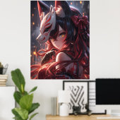 Blade der Kitsune | Japanischer Fox Samurai Poster (Heimbüro)