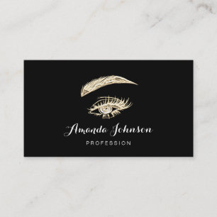 Blading Lashes Brows Makeup Logo Gold Schwarz Visitenkarte