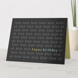 Blah Blah Blah Happy Birthday Typografy Card Karte