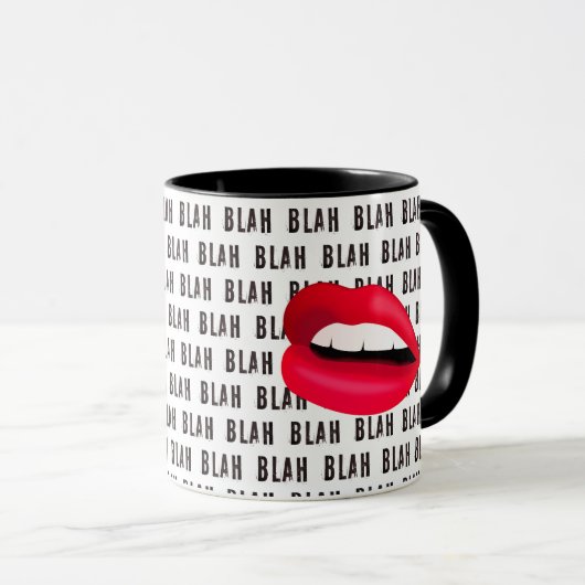 "Blah Blah Blah" Hot Lips Pop Art Tasse (VorderseiteRechts)