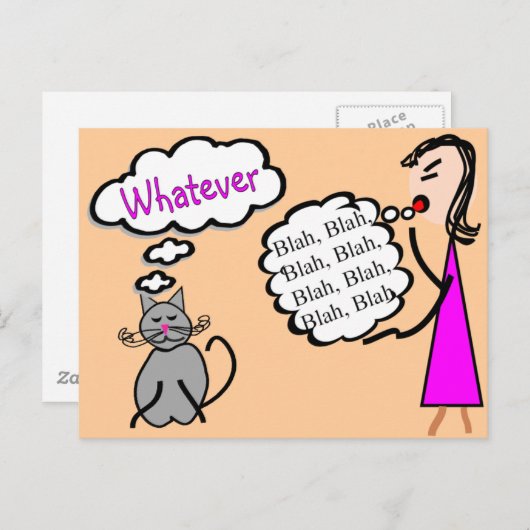 "Blah Blah Blah - was auch immer!"—Katzenliebhaber Postkarte (Vorne/Hinten)