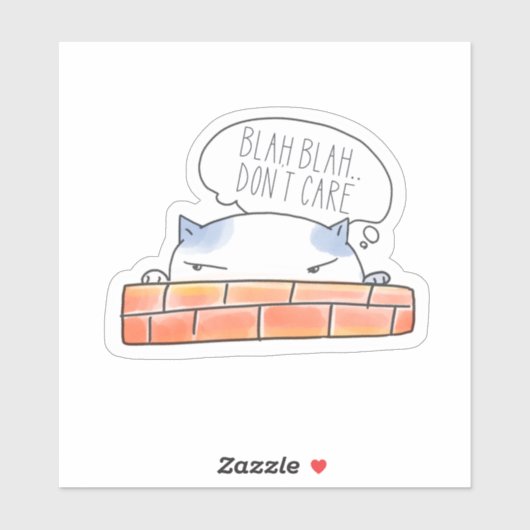 Blah Blah kümmert sich nicht um Kitty Aufkleber (Blatt)