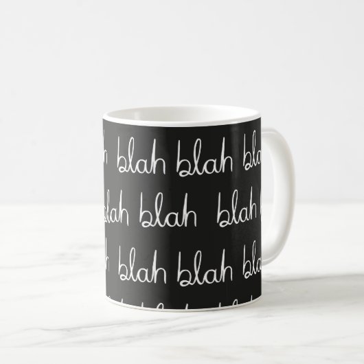 Blah blah nahtloses Muster.  Kaffeetasse (VorderseiteRechts)