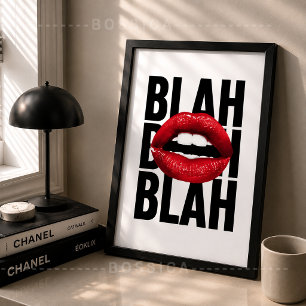 Blah Blah Poster Rote Lippen Pop Art Mode Wandkuns