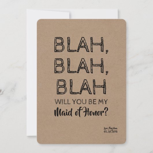 Blah Funny Bridesmaid Vorschlag Einladung (Vorderseite)