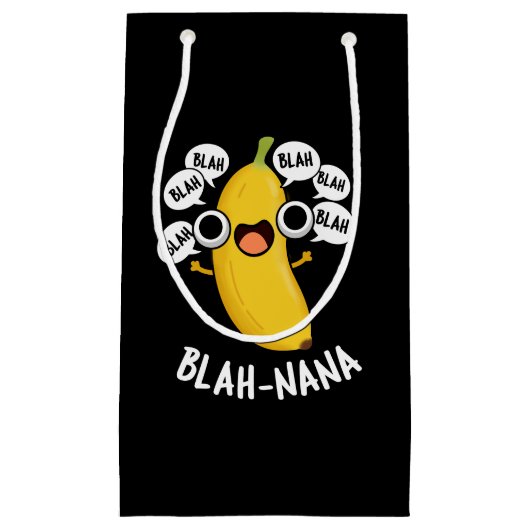 Blah-nana Funny Banana Pun Dark BG Kleine Geschenktüte (Vorderseite)