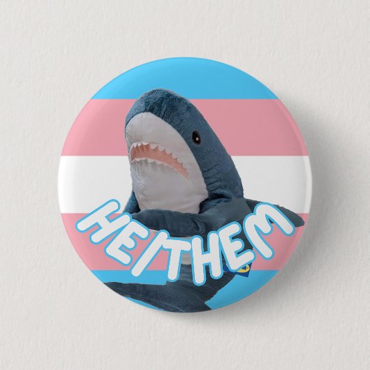 Blahaj Trans He/Him pronoun Button (Vorderseite)