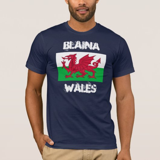 Blaina, Wales mit walisischer Flagge T-Shirt (Vorderseite)