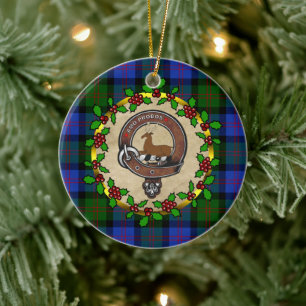 Blair Clan Abzeichen & Tartan Personalisiert Xmas Keramik Ornament