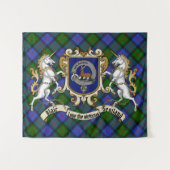Blair Clan Abzeichen & Unicorns mit Tartan Wandteppich (Vorderseite (Horizontal))