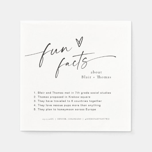 BLAIR Fun Facts Wedding Napkins, moderne Minimalis Serviette (Vorderseite)