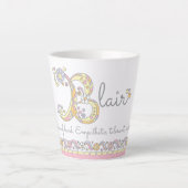 Blair Letter B Name bedeutet Monogramm Latte Tasse (Vorderseite)