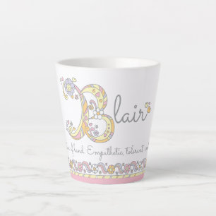 Blair Letter B Name bedeutet Monogramm Latte Tasse