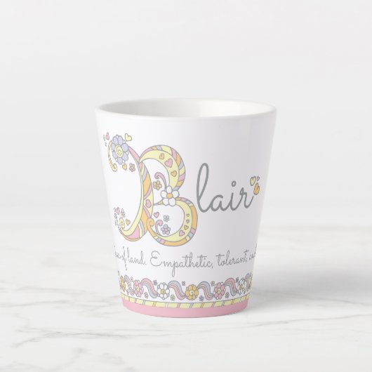 Blair Letter B Name bedeutet Monogramm Latte Tasse (Vorderseite)