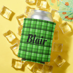 "Blair" Mans Name auf grünem Tartan, Can Cooler Dosenkühler