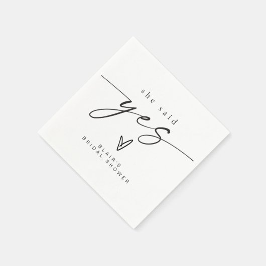 BLAIR Minimalistisch Boho Sie sagte Ja Brautparty Serviette (Ecke)