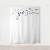 BLAIR Minimalistisch Boho Sie sagte Ja Brautparty Wandteppich (Vorderseite)