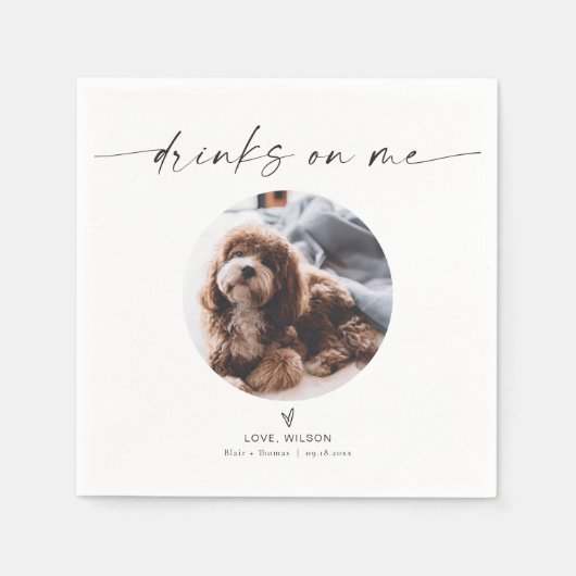 BLAIR Minimalistisch Dog Pet Foto Hochzeitscocktai Serviette (Vorderseite)