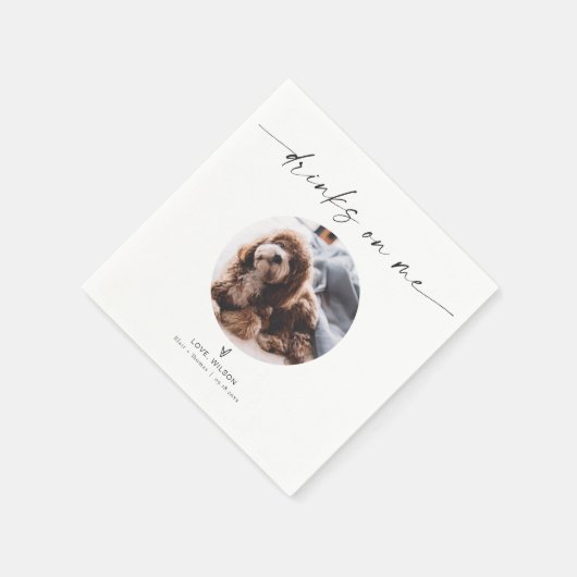 BLAIR Minimalistisch Dog Pet Foto Hochzeitscocktai Serviette (Ecke)