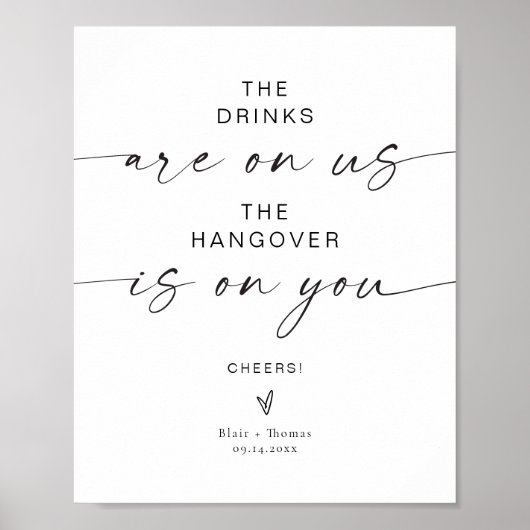 BLAIR Minimalistisch Wedding Open Bar Sign | Moder Poster (Vorne)
