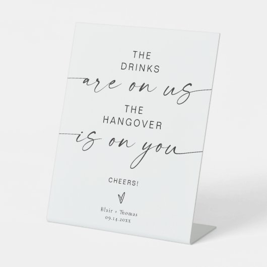 BLAIR Minimalistisch Wedding Open Bar Sign | Moder Sockelschild (Vorderseite)