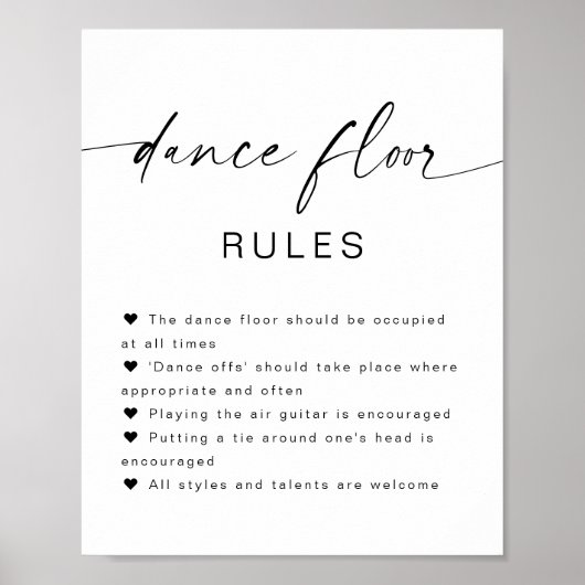 BLAIR Minimalistische Hochzeitstanz Regeln unterze Poster (Vorne)