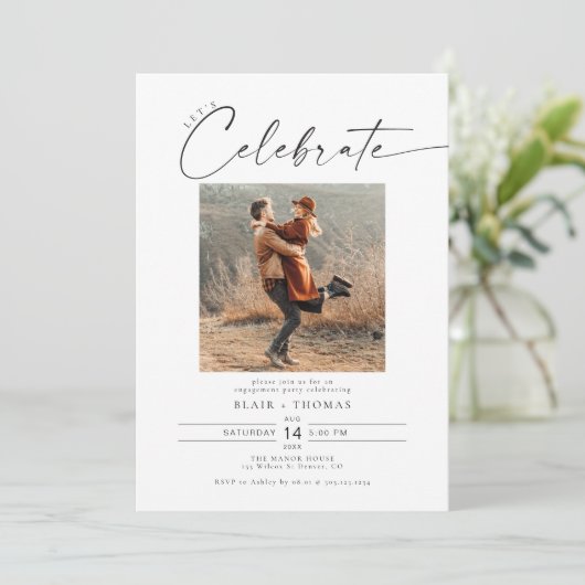 BLAIR Modern Bohemische Foto Engagement Party Einladung (Stehend Vorderseite)