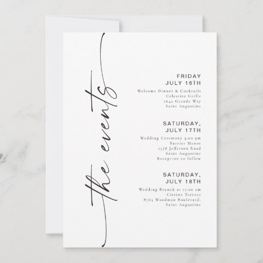 BLAIR Modern Boho Wedding Weekend Willkommensplan Einladung (Rückseite)