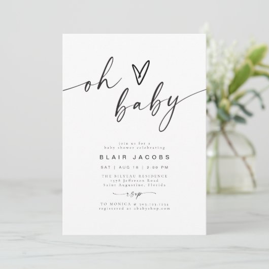 BLAIR Modern Minimal Boho Oh Baby Shower Einladung (Stehend Vorderseite)