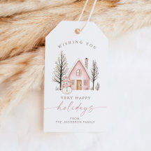 BLAIR Niedlich Pink House Snowman Happy Holidays