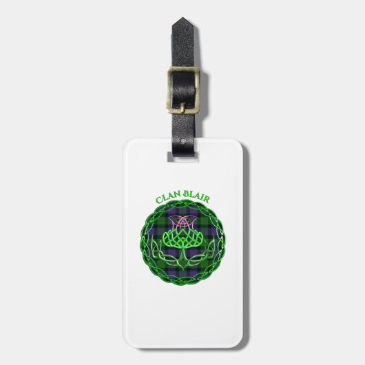 Blair Scottish Tartan Celtic Thistle Gepäckanhänger (Vorderseite vertikal)