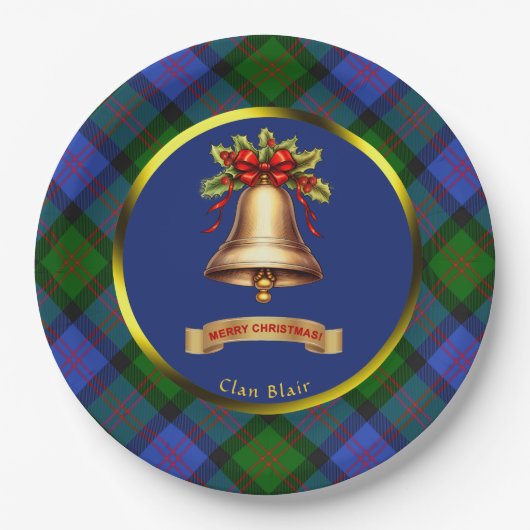 Blair Tartan Personalisierte Weihnachten Pappteller (Vorderseite)