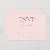 Blaire Blush Pink Moderne Hochzeit RSVP Karte (Vorne/Hinten)