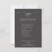 BLAIRE Modern Calligraphy I Spy Wedding Game Menu RSVP Karte (Rückseite)