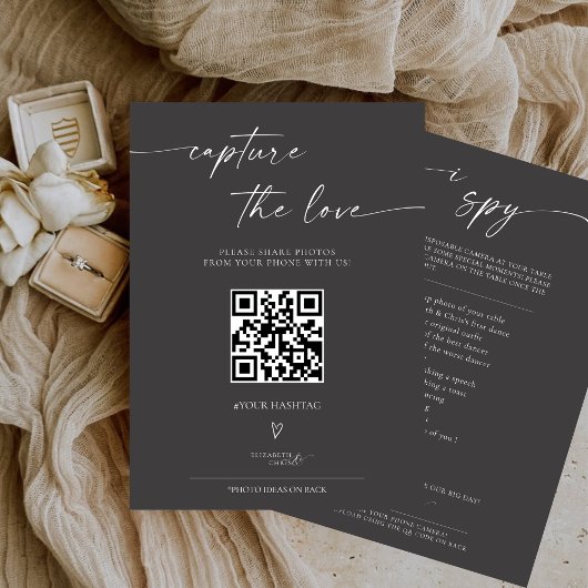BLAIRE Modern Calligraphy I Spy Wedding Game Menu RSVP Karte