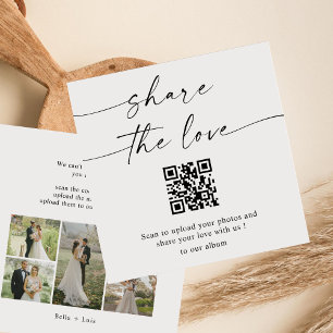 BLAIRE Modern Share the Liebe QR Code Table Cards Mitteilungskarte