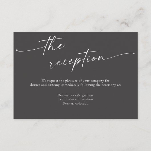 BLAIRE Moderne Kalligrafie Hochzeitsempfang Begleitkarte (Vorderseite)