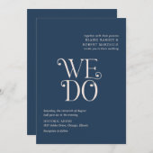 Blaire Navy Blue Modern Wedding Einladung (Vorne/Hinten)