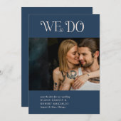 Blaire Navy Blue Modern Wedding Save The Date (Vorne/Hinten)