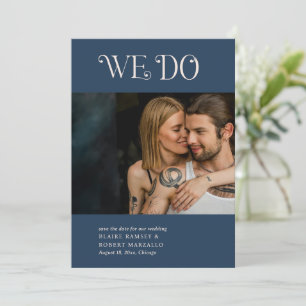 Blaire Navyblaue moderne Hochzeit Save The Date
